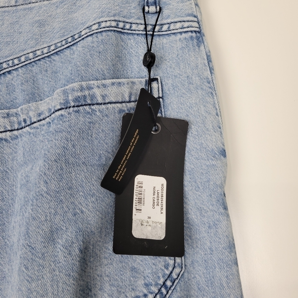 NWT Rag & Bone Nora High Rise Wide Leg Cargo Jean in Lakeside Size 30 - Picture 12 of 12